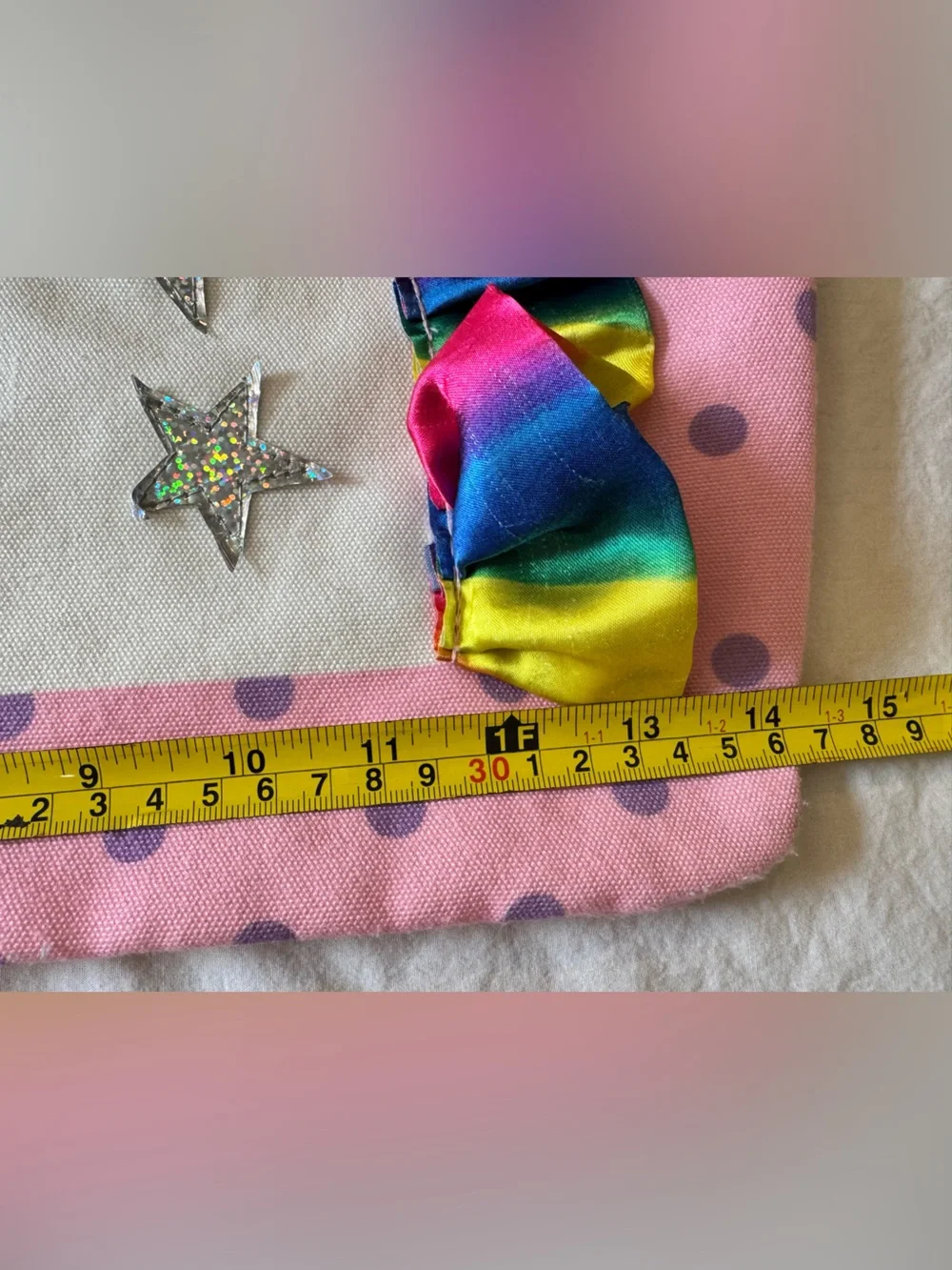 Vintage Girls Limited Too Pink Unicorn Tote Bag Rainbow Ruffle Mane & Polka Dots